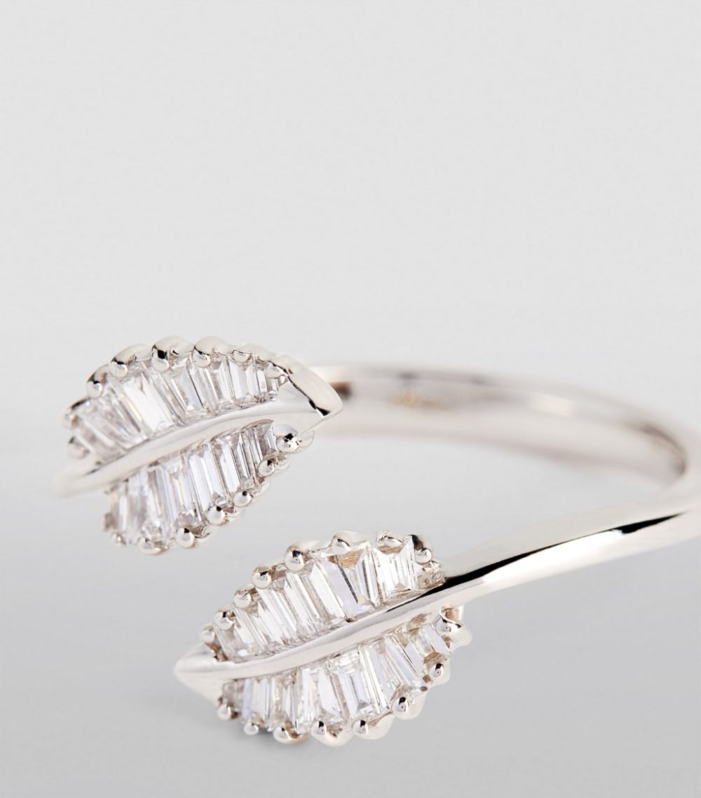 Anita Ko Anita Ko White Gold And Diamond Leaf Ring
