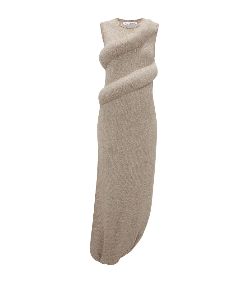 Jw Anderson Jw Anderson Knitted Padded Twist Midi Dress