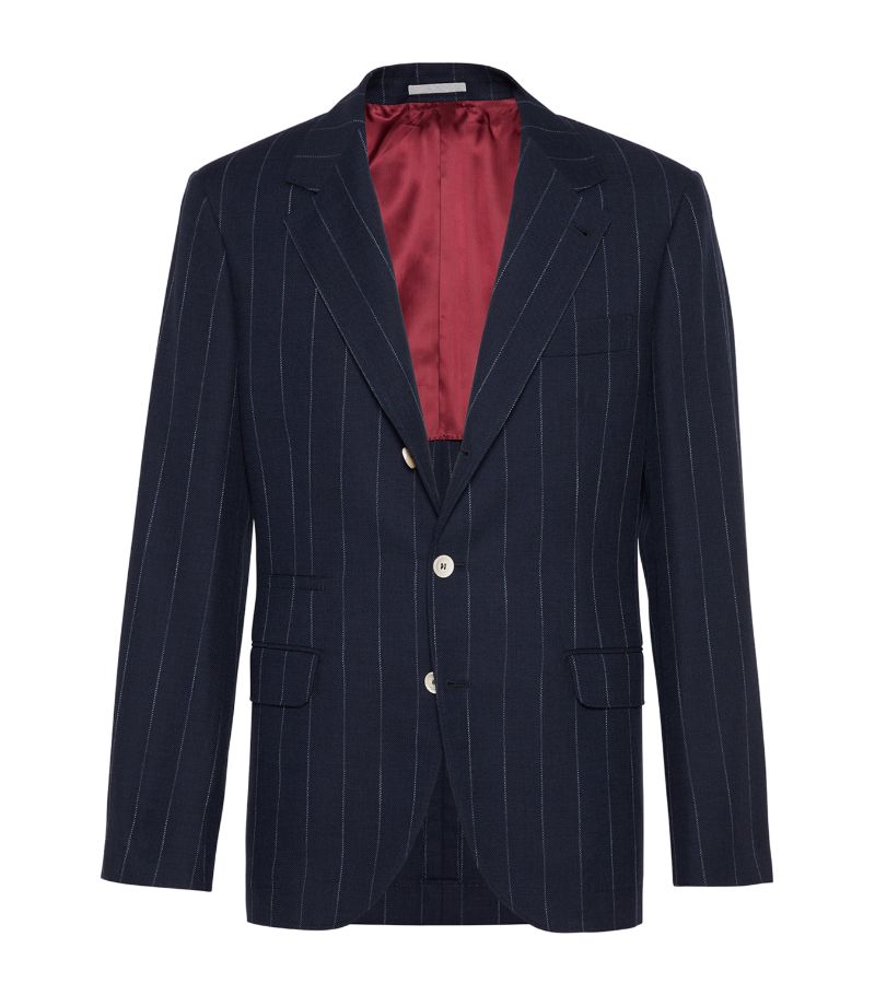 Brunello Cucinelli Brunello Cucinelli Wool-Cotton Chalk Stripe Blazer