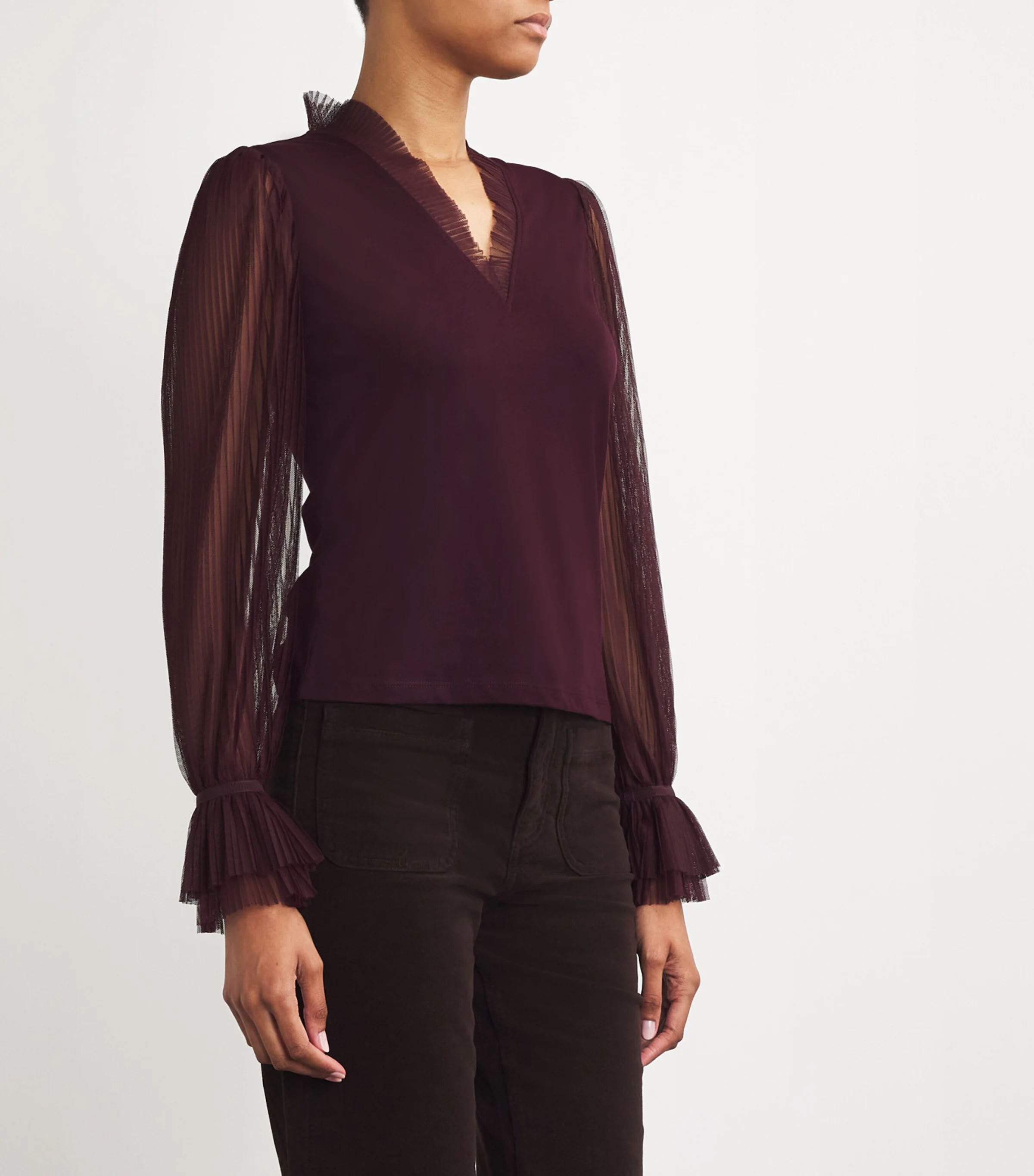 Me+Em ME+EM Cotton-Blend Pleated Tulle Blouse