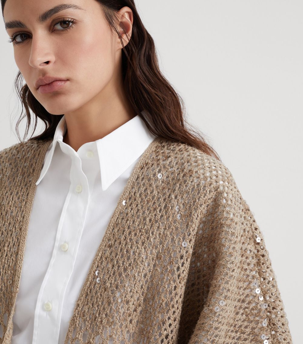 Brunello Cucinelli Brunello Cucinelli Silk-Linen Dazzling Longline Cardigan