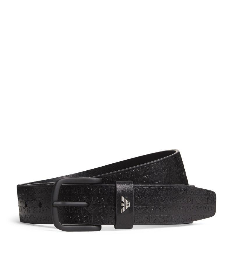 Emporio Armani Emporio Armani Leather Debossed Logo Belt