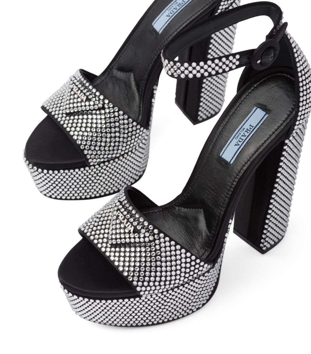 Prada Prada Crystal-Embellished Platform Sandals 135