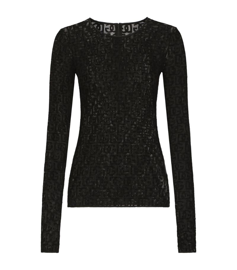 Dolce & Gabbana Dolce & Gabbana Sheer All-Over Logo Top