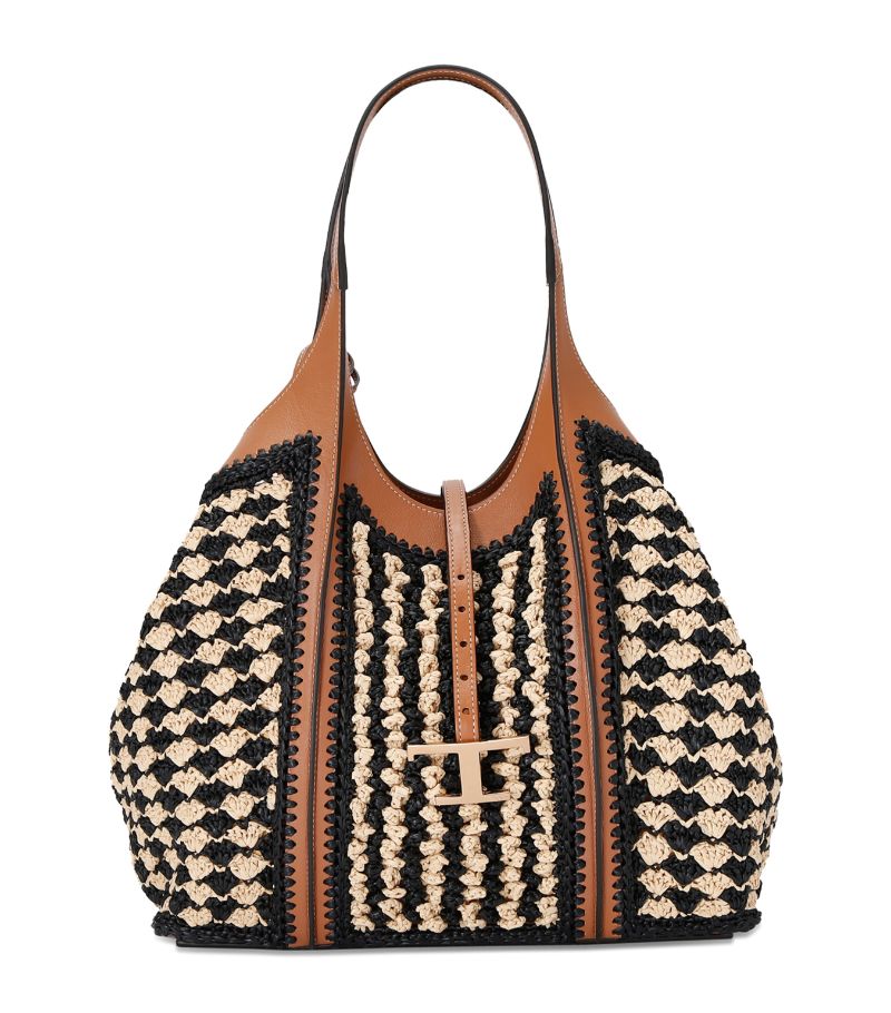 Tod's Tod'S Raffia-Leather Timeless Shopping Bag