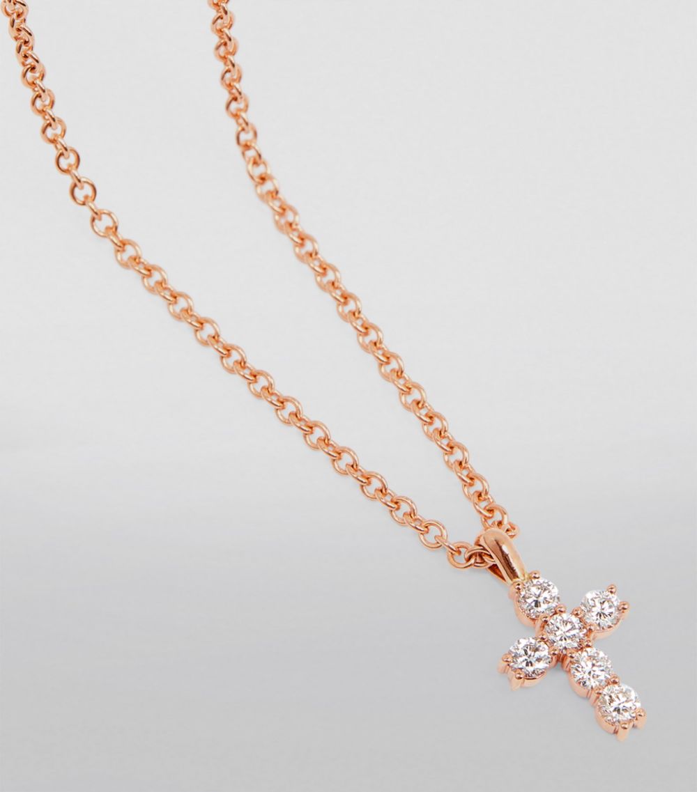 Anita Ko Anita Ko Rose Gold And Pavé Diamond Cross Necklace