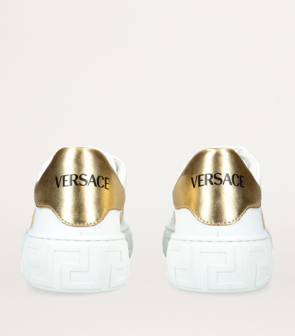 Young Versace Versace Kids Leather La Greca Sneakers