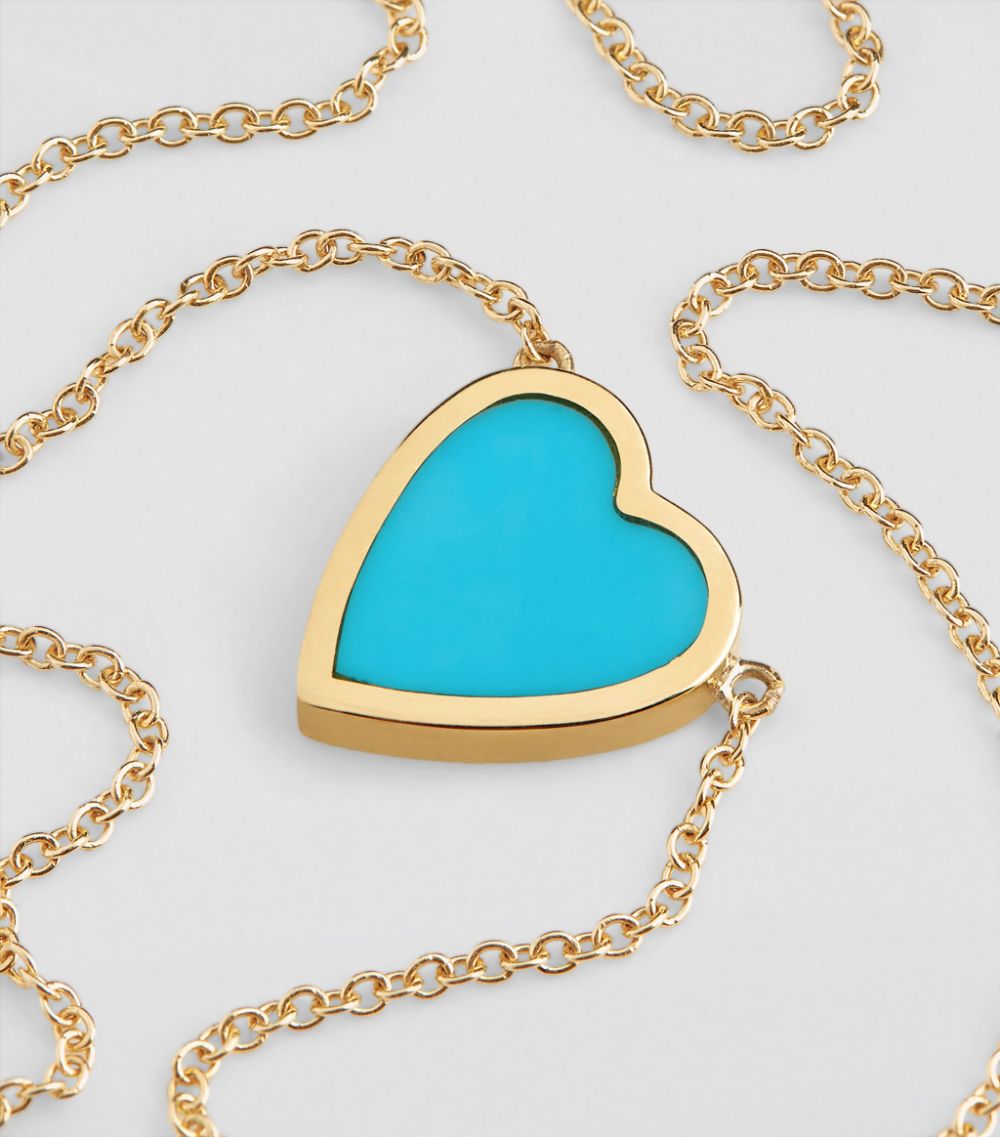 Jennifer Meyer Jennifer Meyer Yellow Gold And Turquoise Mini Heart Necklace