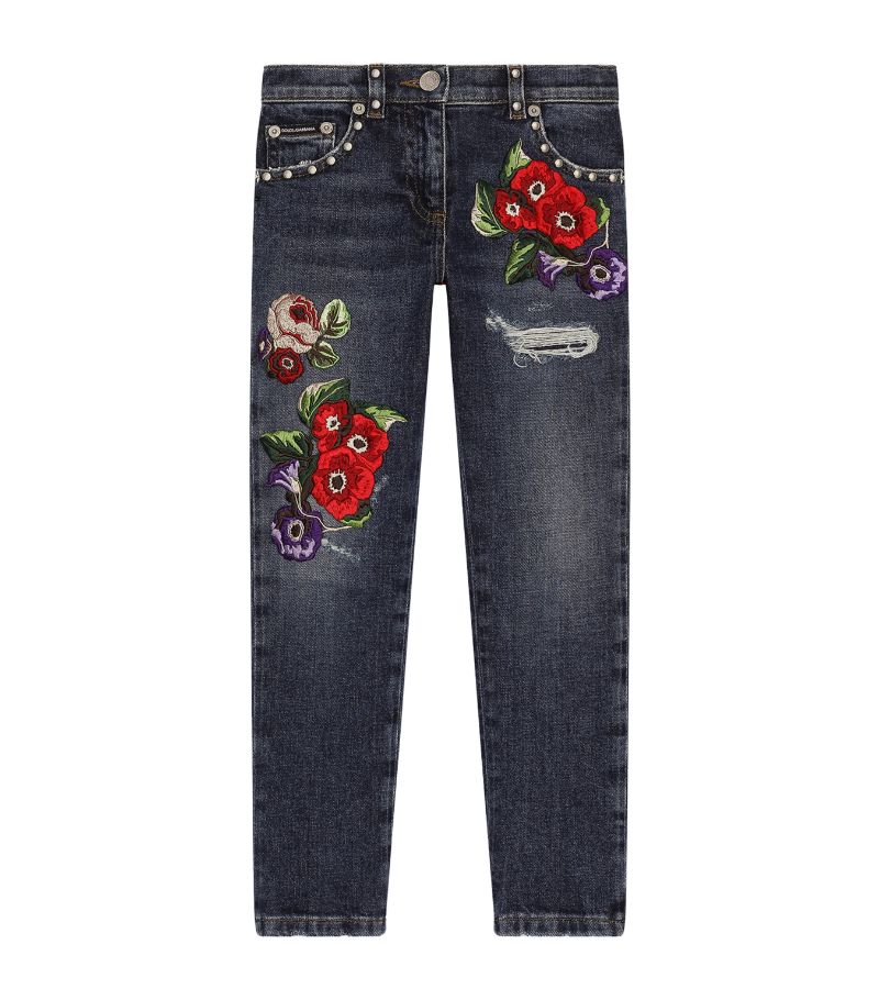 Dolce & Gabbana Dolce & Gabbana Kids Embroidered-Flower Jeans