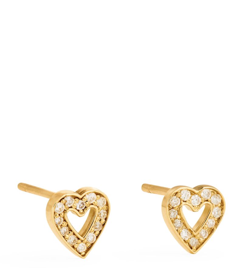 Jennifer Meyer Jennifer Meyer Mini Yellow Gold And Diamond Open Heart Stud Earrings