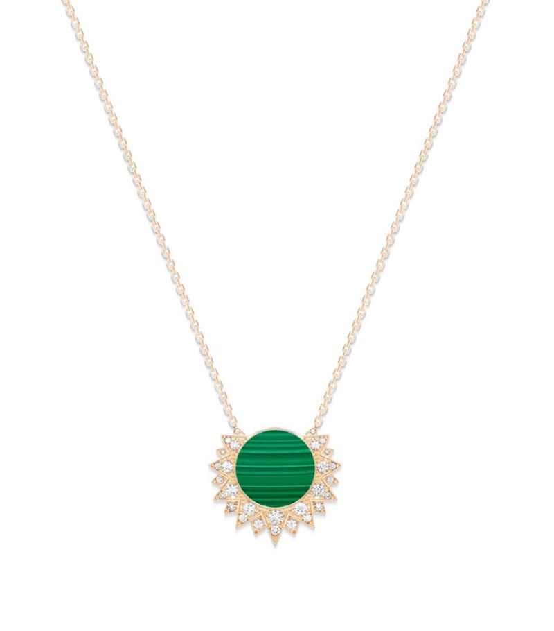 Piaget Piaget Rose Gold, Diamond And Malachite Sunlight Pendant Necklace