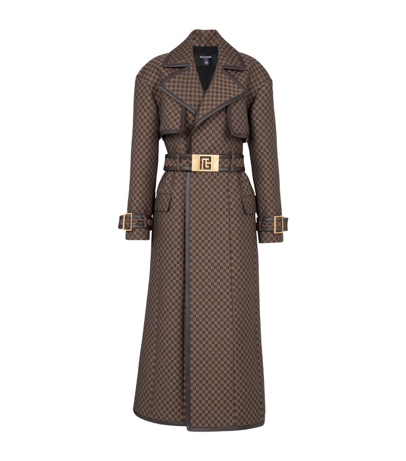 Balmain Balmain Monogram Jacquard Trench Coat