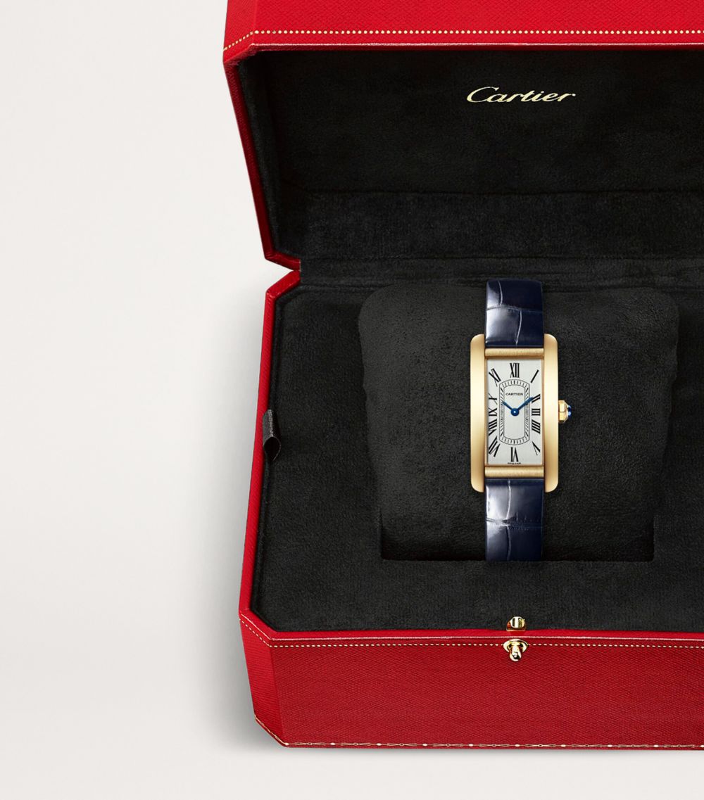 Cartier Cartier Small Yellow Gold And Sapphire Tank Américaine Watch 19.4Mm