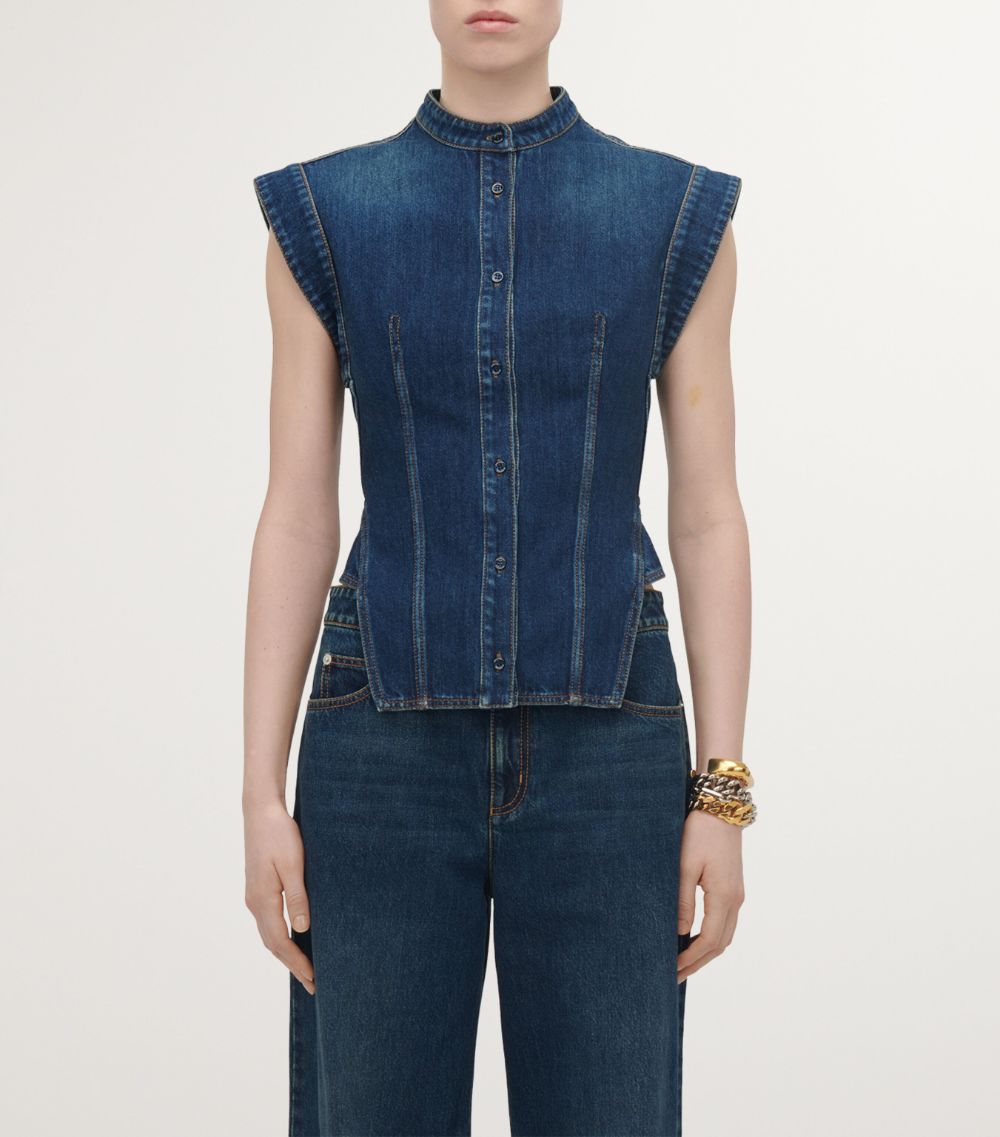 Alexander McQueen Alexander Mcqueen Denim Asymmetric Top