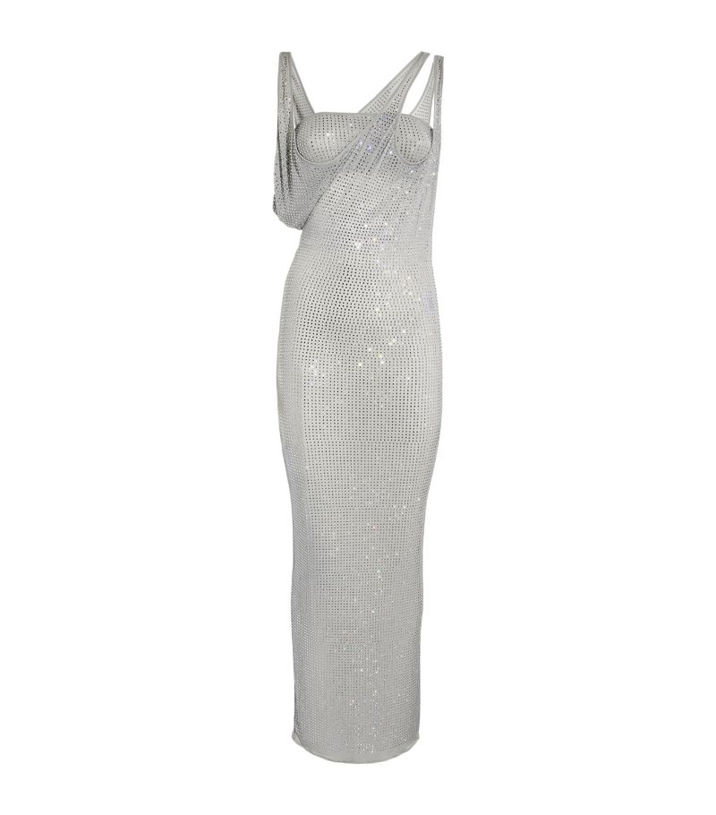 The Attico The Attico Embellished Asymmetric Maxi Dress