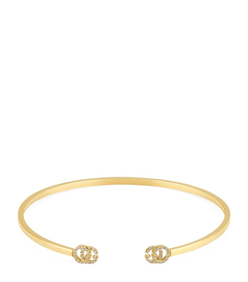 Gucci Gucci Yellow Gold and Diamond GG Running Bangle