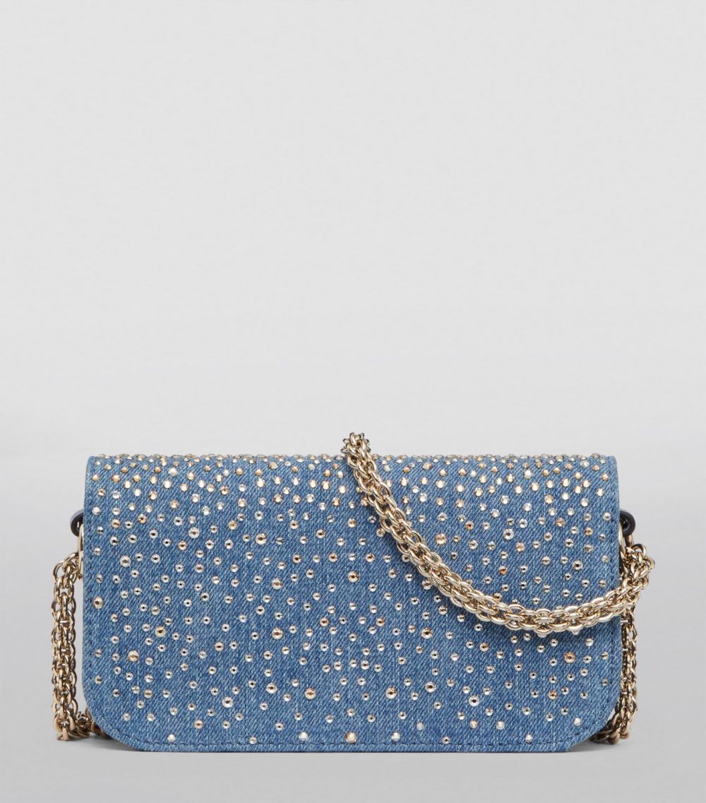 VALENTINO GARAVANI Valentino Garavani Denim Embellished Loco Shoulder Bag