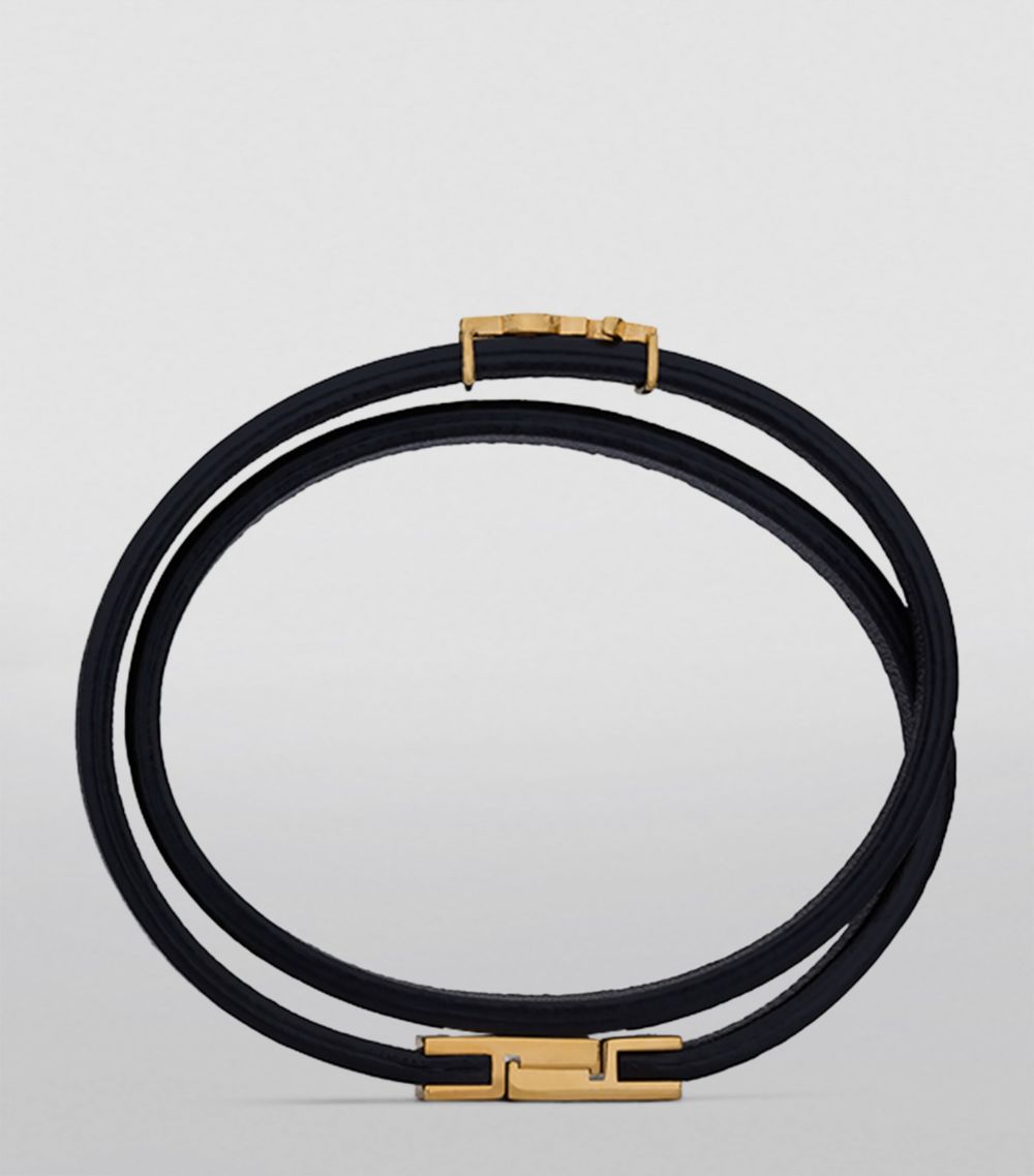 Saint Laurent Saint Laurent Leather Opyum Double Wrap Bracelet