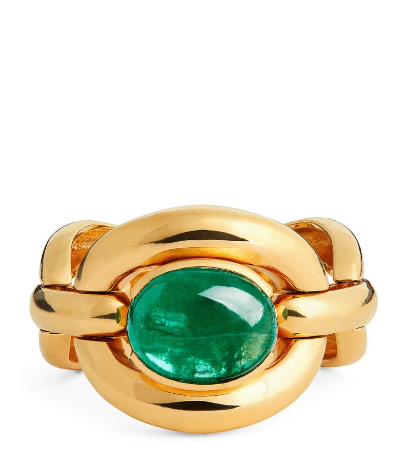 Nadine Aysoy Nadine Aysoy Yellow Gold And Emerald Cabochon Catena Ring