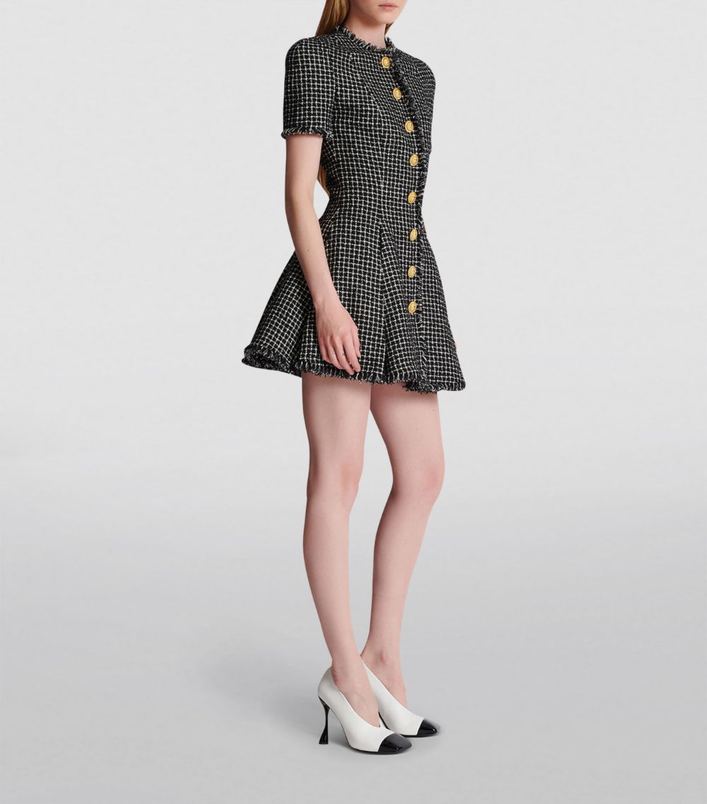 Balmain Balmain Gingham Tweed Mini Dress