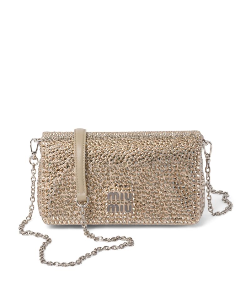 Miu Miu Miu Miu Mini Crystal-Embellished Satin Cross-Body Bag