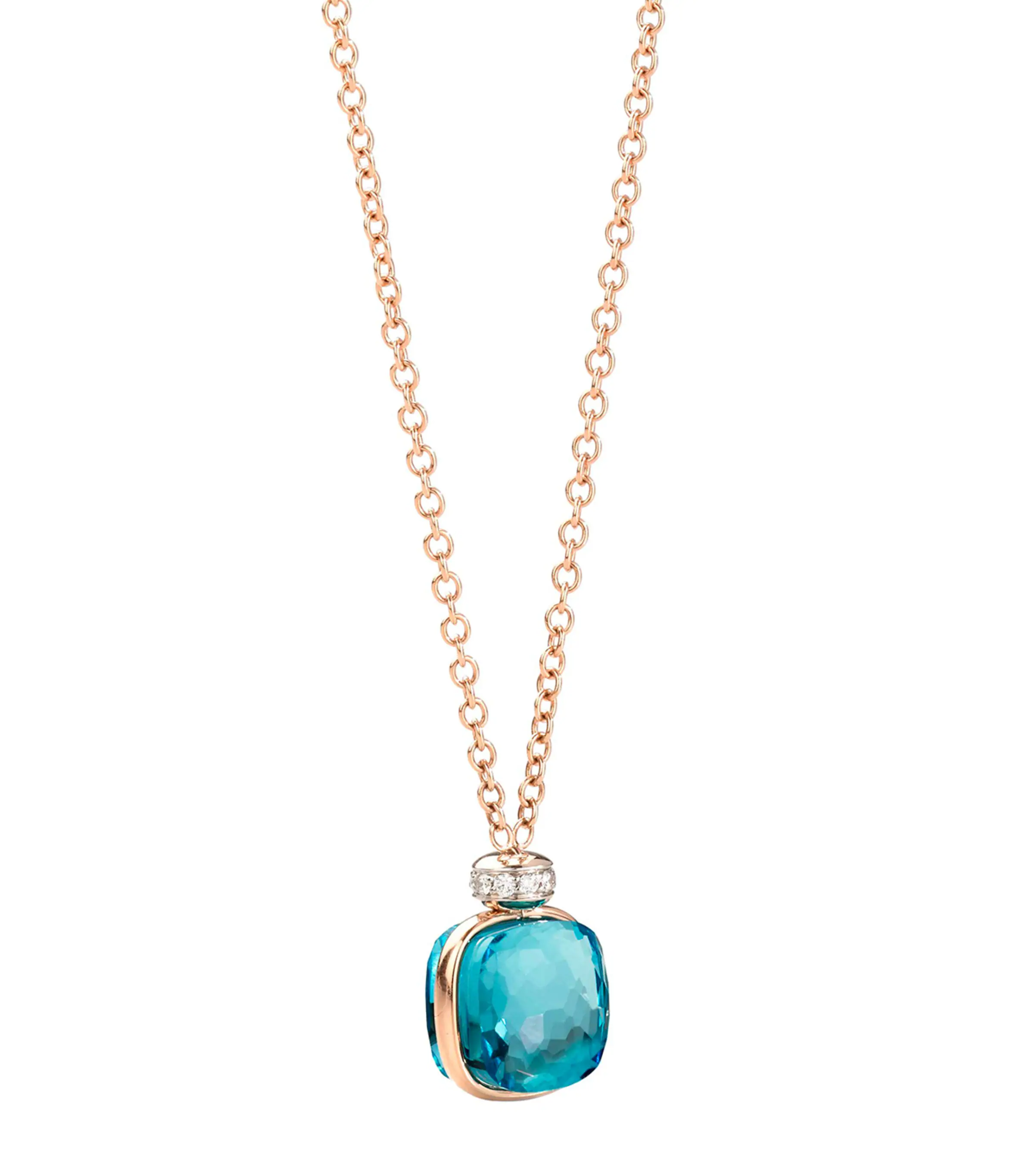 Pomellato Pomellato Mixed Gold, Blue Topaz and Diamond Nudo Necklace