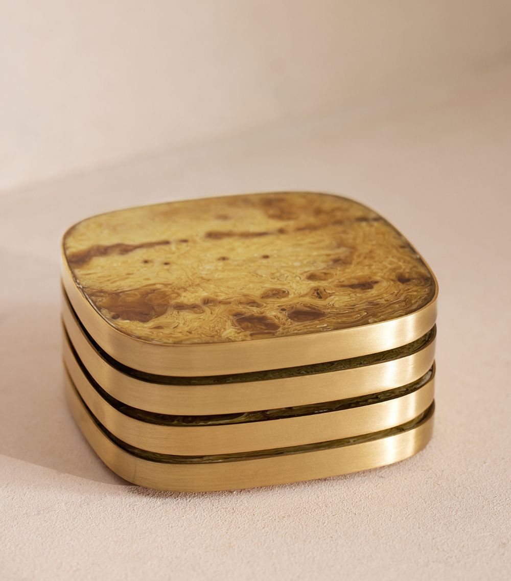 Soho Home Soho Home Set Of 4 Resin-Brass Bodiam Coasters (10Cm X 10Cm)