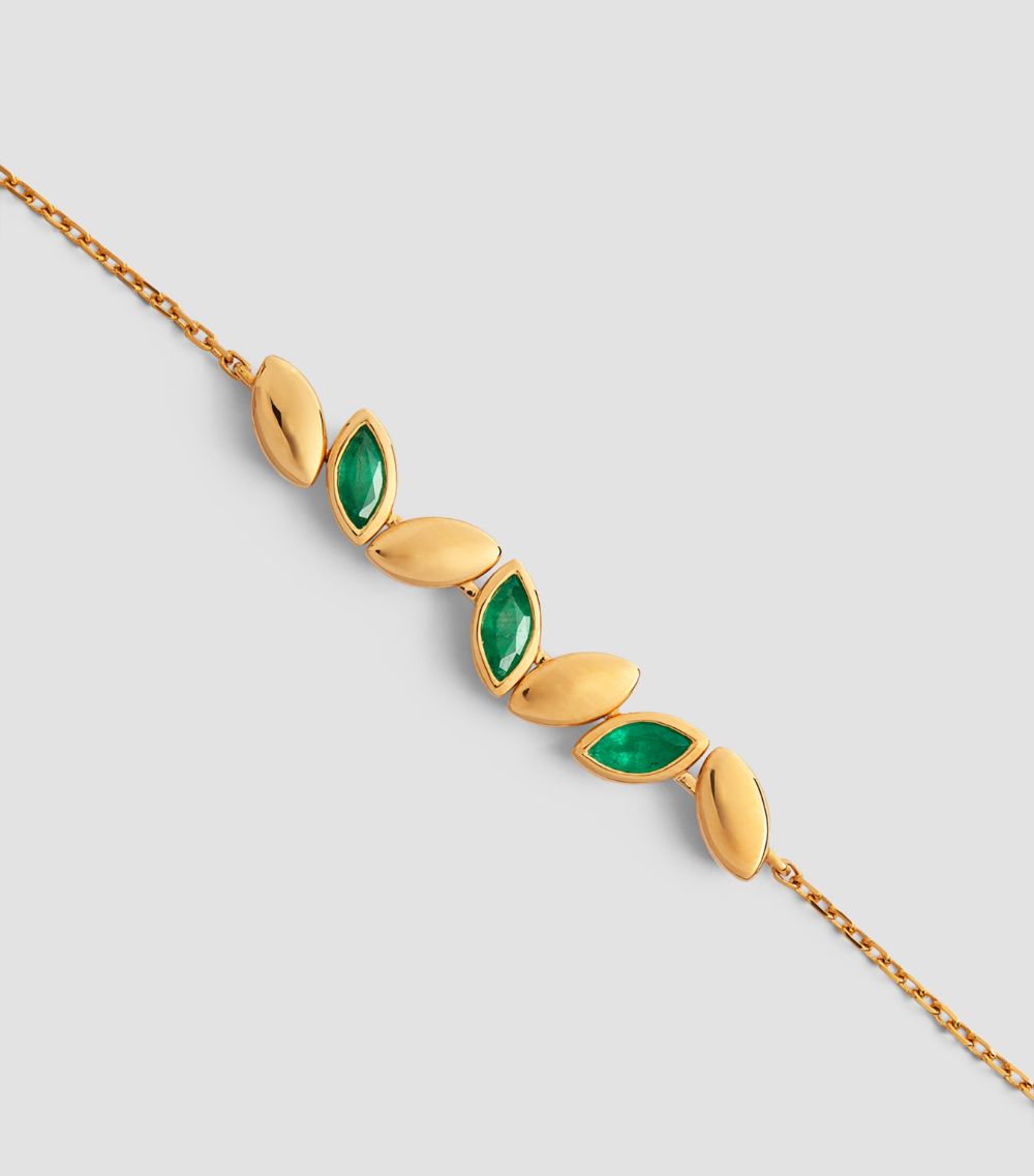 Netali Nissim Netali Nissim Yellow Gold And Emerald Navette Bracelet