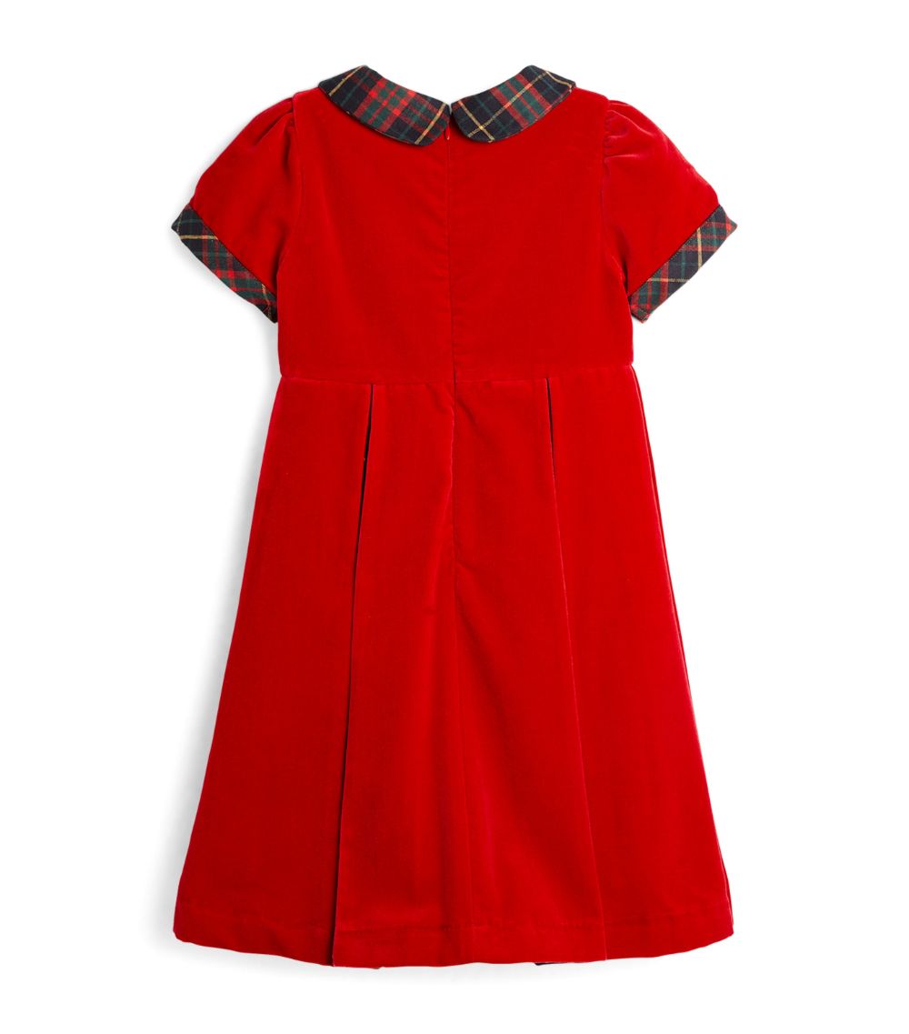 Patachou Patachou Velvet Tartan-Trim Dress (3-12 Years)