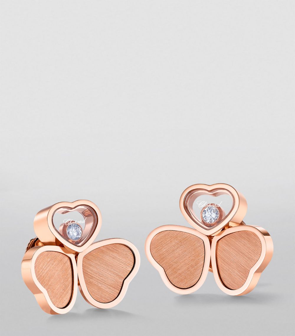Chopard Chopard Rose Gold And Diamond Happy Hearts Wings Earrings