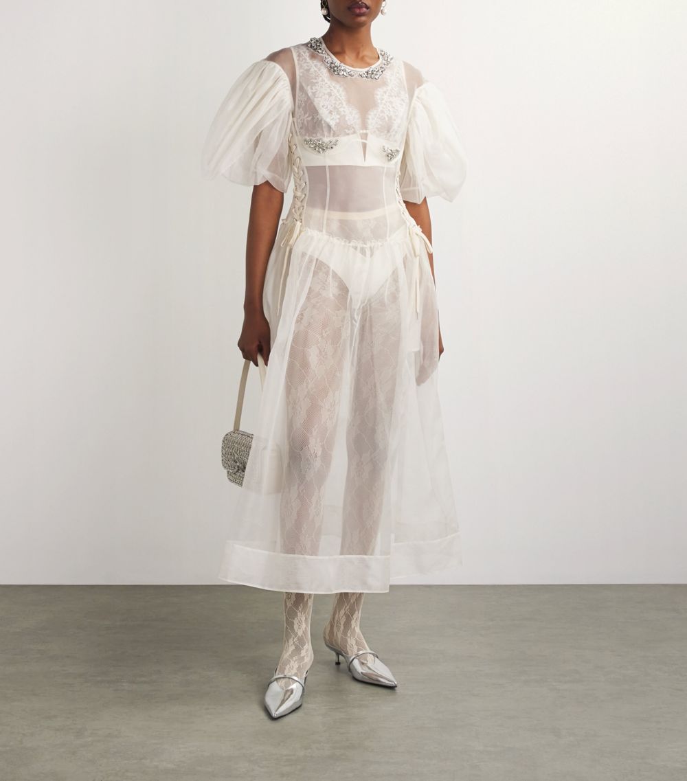 Simone Rocha Simone Rocha Silk Embellished Midi Dress