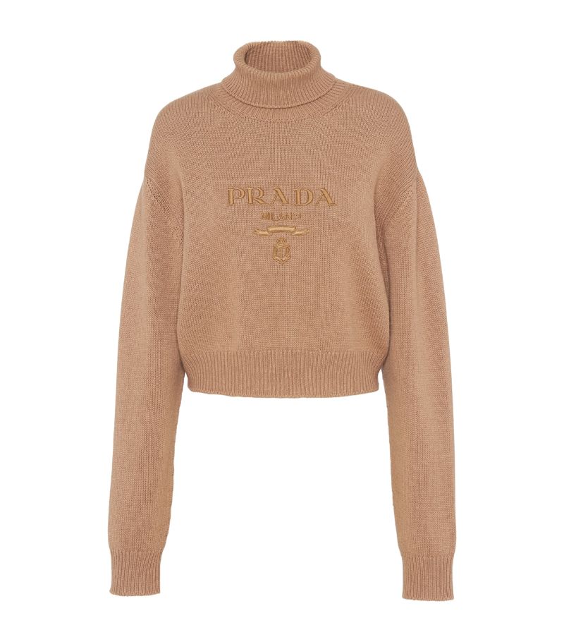 Prada Prada Wool-Cashmere Cropped Rollneck Sweater