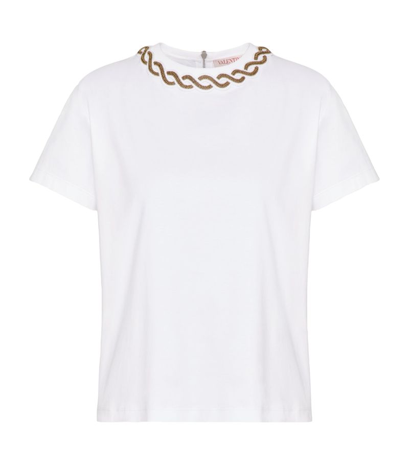 VALENTINO GARAVANI Valentino Garavani Cotton Embellished-Collar T-Shirt