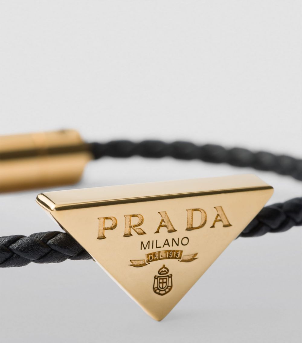 Prada Prada Nappa Leather Braided Bracelet