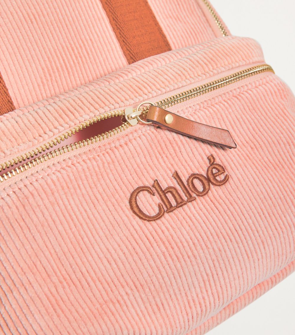 Chloé Kids Chloé Kids Corduroy Logo Backpack