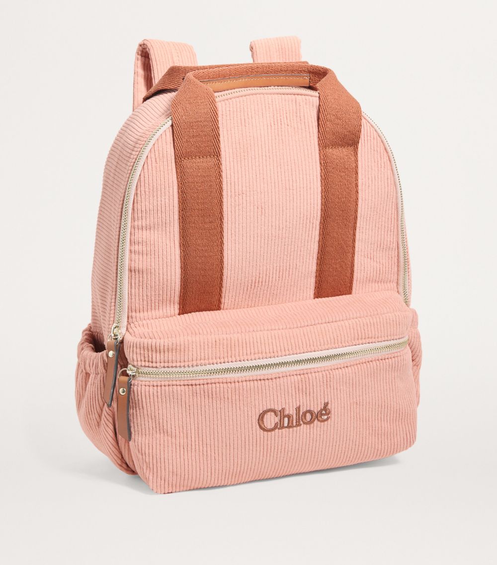 Chloé Kids Chloé Kids Corduroy Logo Backpack