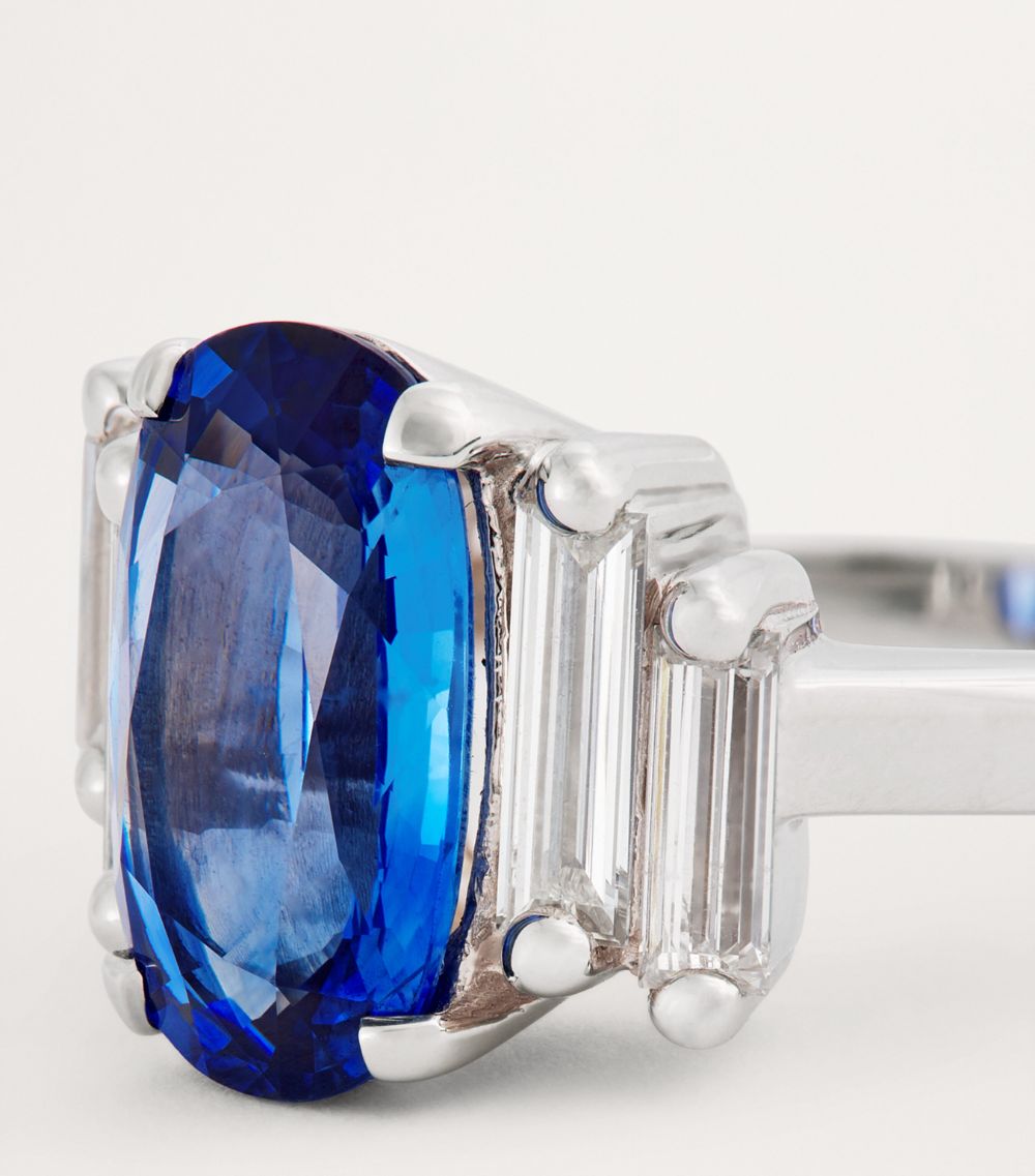 Suzanne Kalan Suzanne Kalan White Gold, Ceylon Sapphire And Diamond One Of A Kind Ring (Size 7.25)