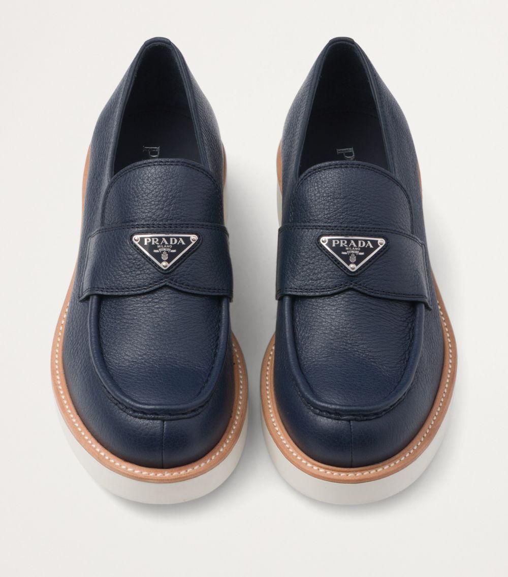 Prada Prada Leather Triangle Loafers