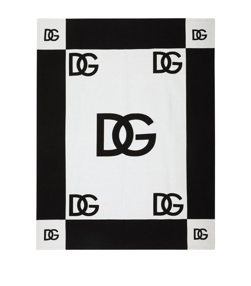  Dolce & Gabbana Casa Cotton Logo Throw (133Cm X 173Cm)