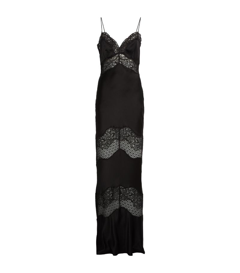  Rebecca Vallance Silk Lace-Trim Larisa Maxi Dress