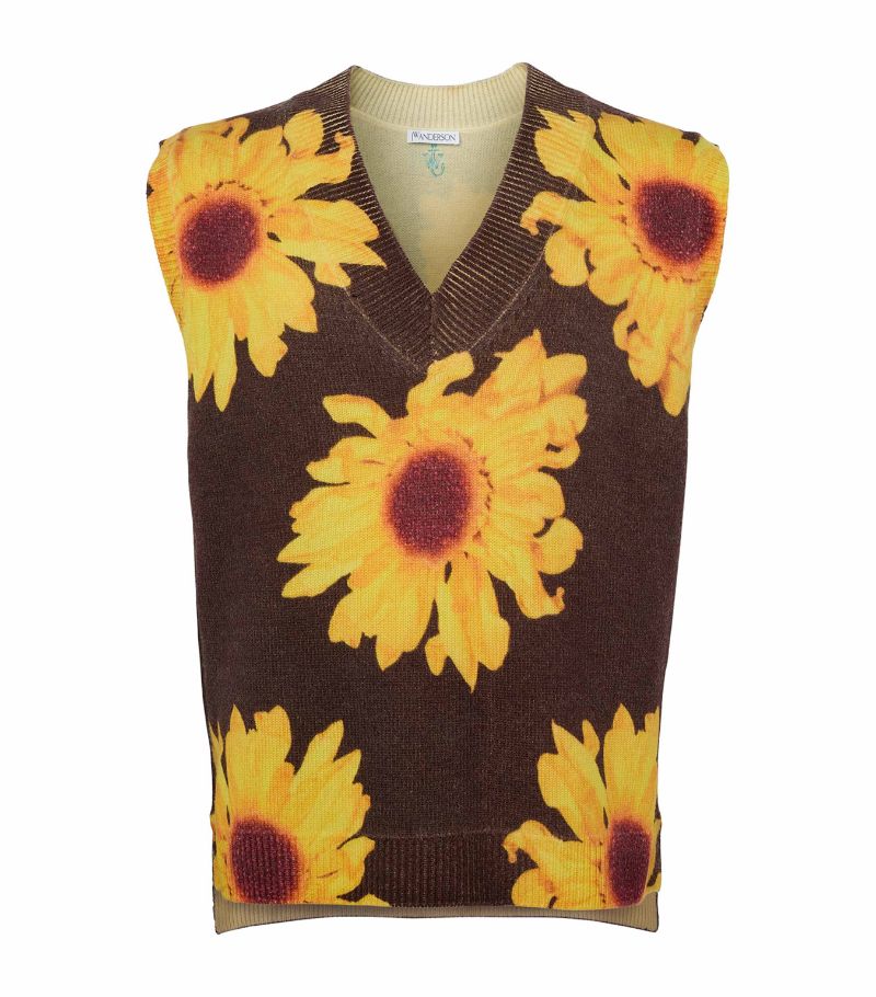 Jw Anderson Jw Anderson Wool Sunflower Sweater Vest