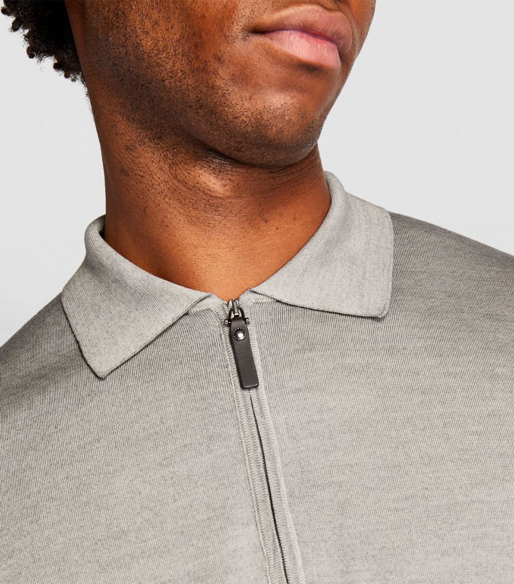 Canali Canali Wool-Blend Half-Zip Polo Shirt