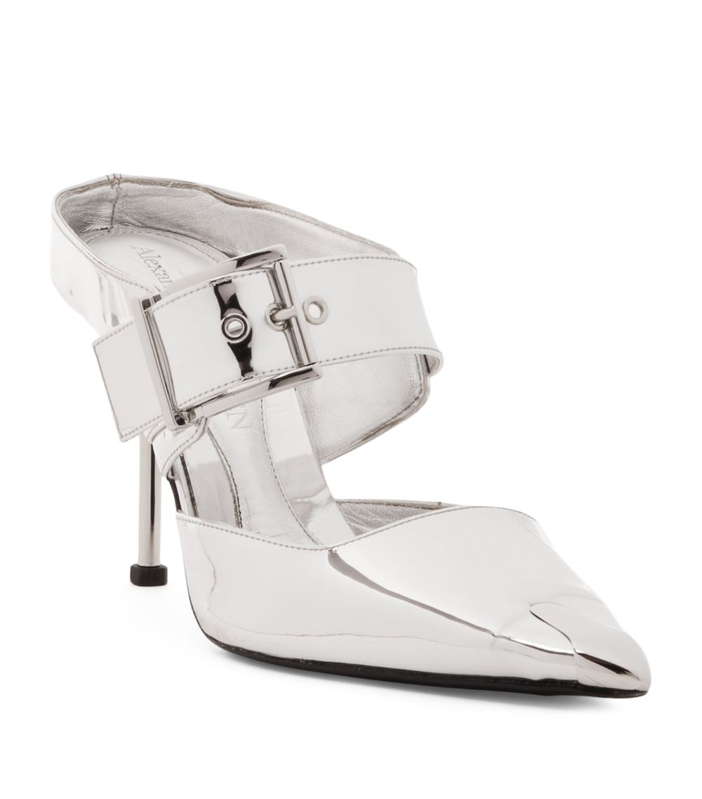 Alexander McQueen Alexander Mcqueen Metallic Punk Buckle Mules 90