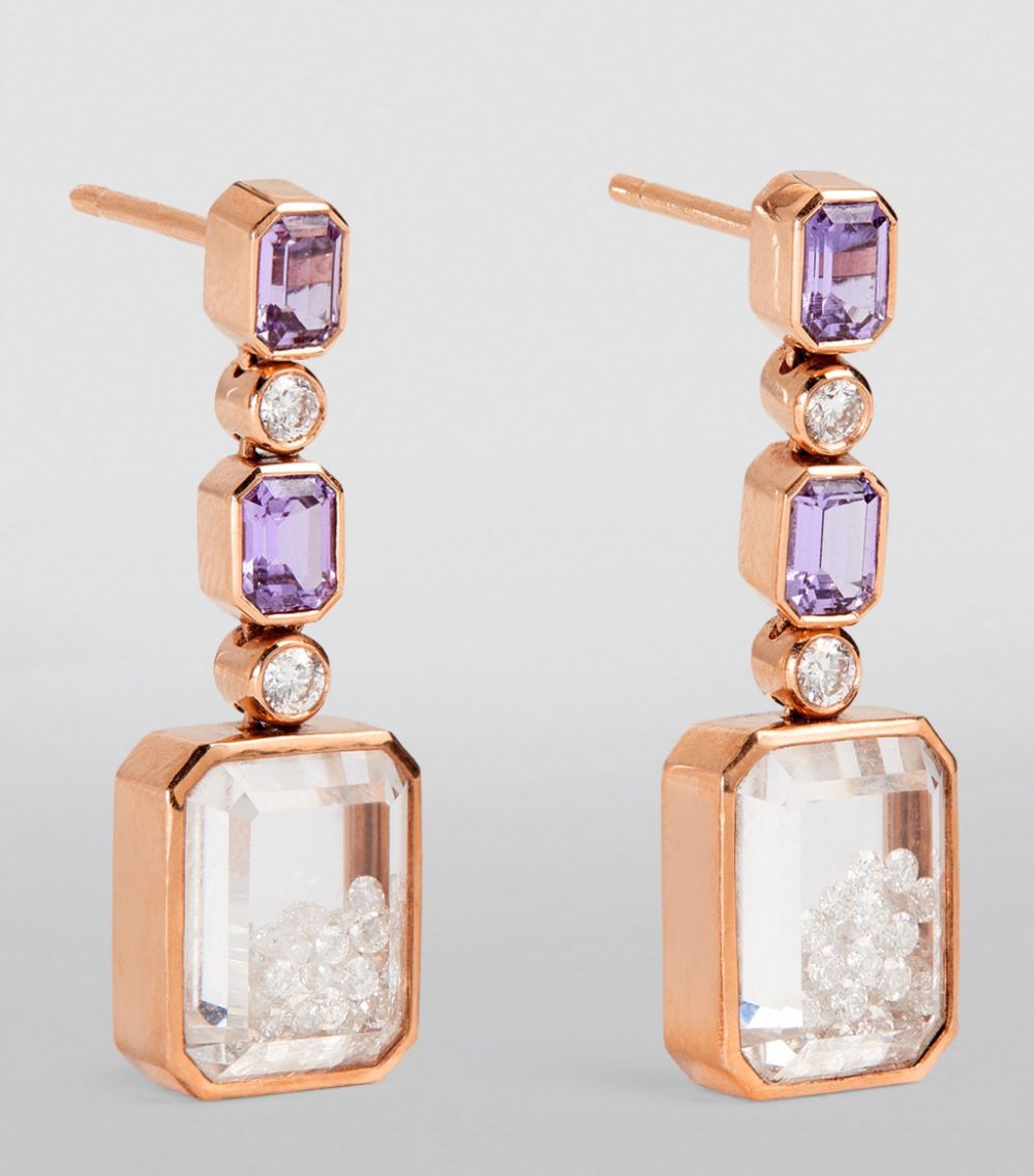 Moritz Glik Moritz Glik Rose Gold, Diamond And Purple Sapphire Drop Earrings