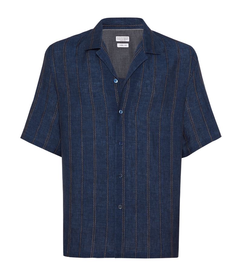 Brunello Cucinelli Brunello Cucinelli Linen Striped Easy Shirt