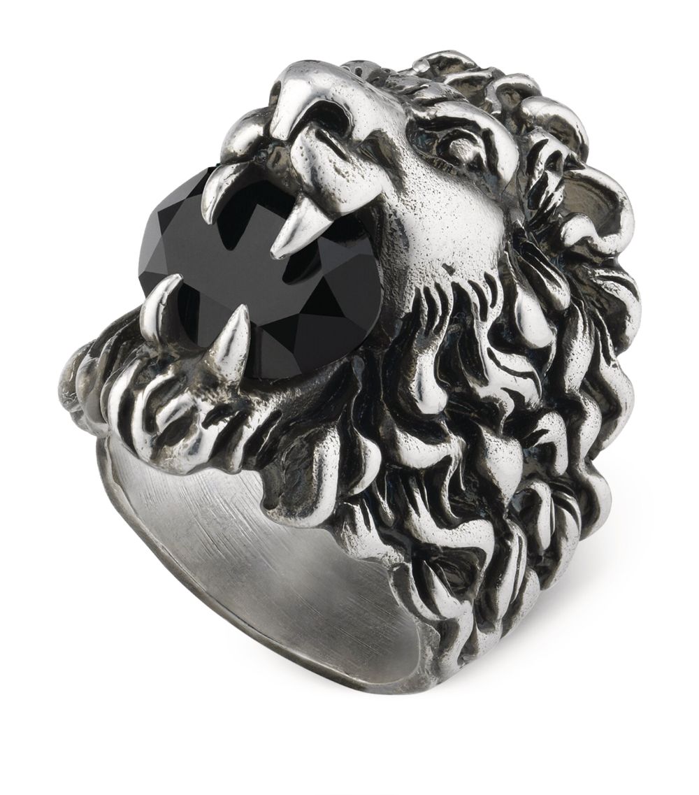 Gucci Gucci Crystal-Embellished Lion Head Ring