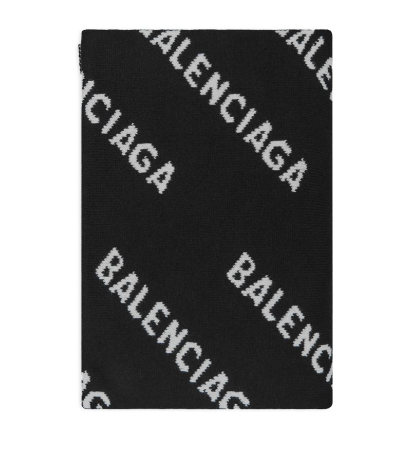 Balenciaga Balenciaga Virgin Wool All-Over Logo Scarf