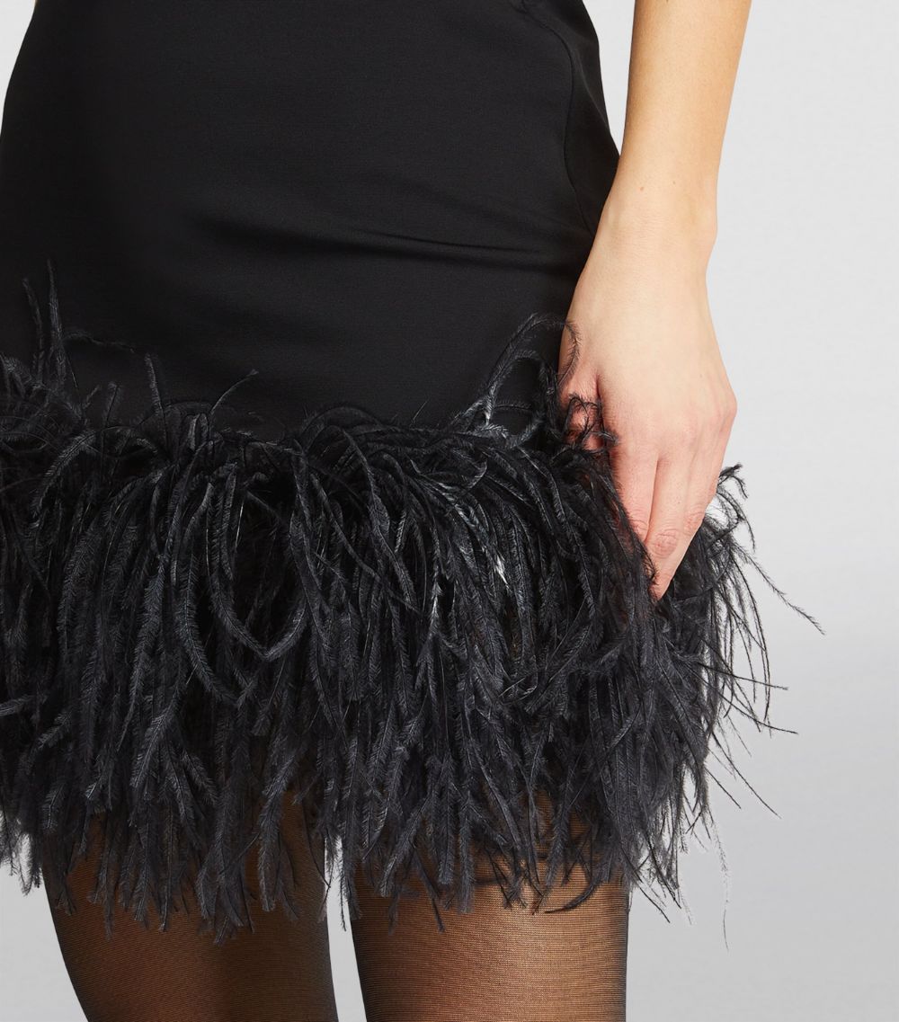 16Arlington 16Arlington Marabou Feather-Trim Mini Dress