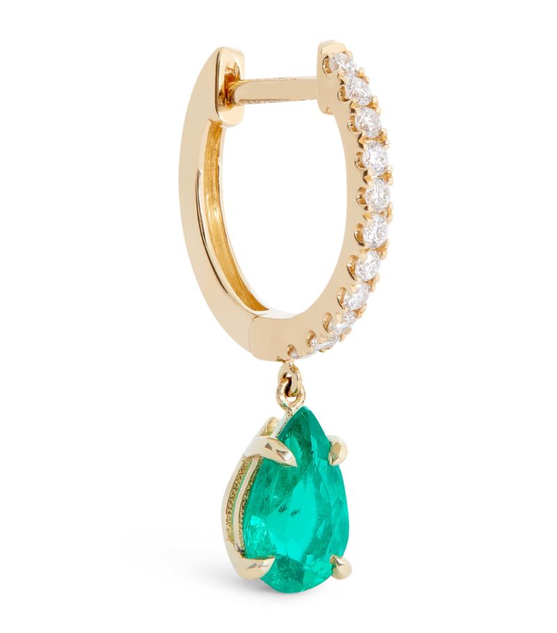 Anita Ko Anita Ko Yellow Gold, Diamond And Emerald Single Huggie Earring