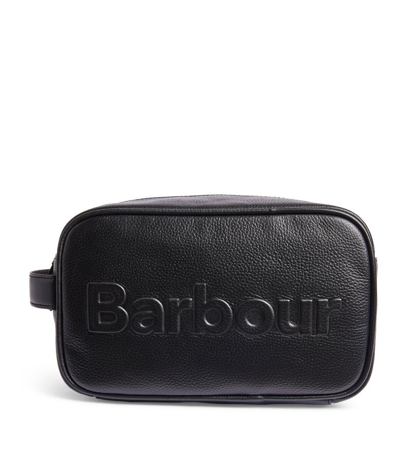 Barbour Barbour Leather Debossed Logo Wash Bag